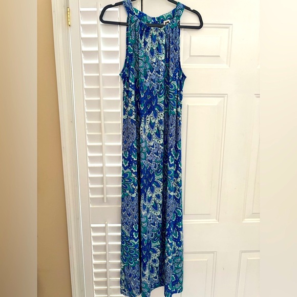 Anne Klein Blue and Green Maxi Dress size 14 - Picture 6 of 12
